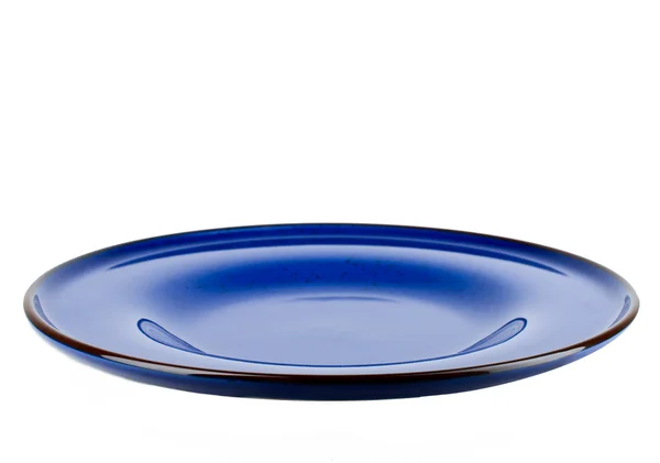 Izole koyu mavi tabak beyaz arka plan — Stok fotoğraf