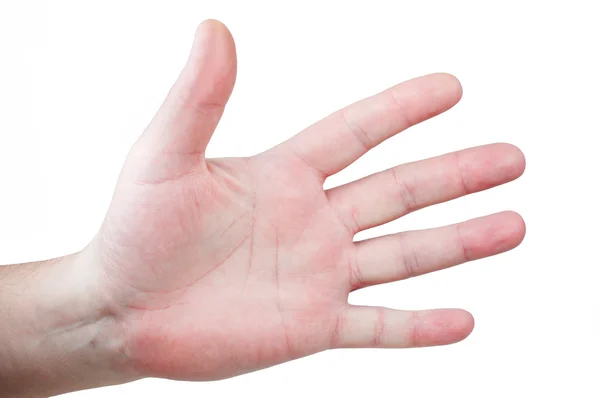 Mens spread parmakları ile palm — Stok fotoğraf