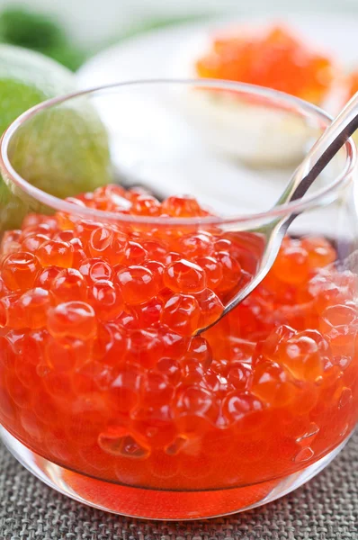 Caviar de salmón en vasos —  Fotos de Stock
