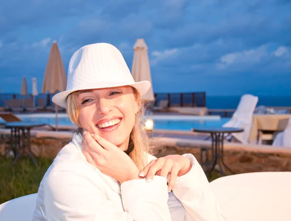 Smiling woman in hat — Stock Photo, Image