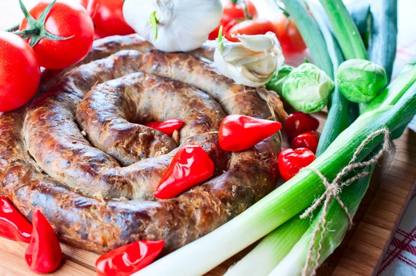 Sausage with spices — Stock Photo, Image