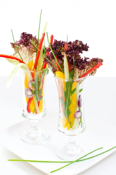 Gesneden groenten in een glazen — Stockfoto