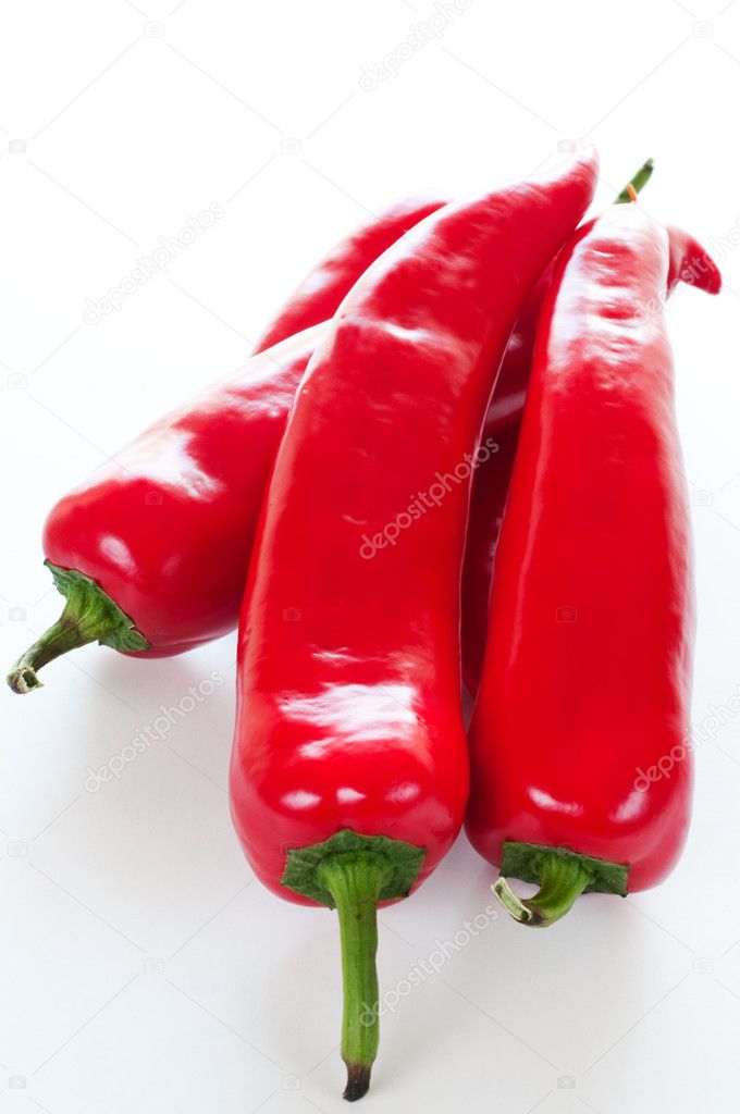 Bundle paprika peppers on white background