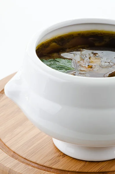 Bowl of mushroom soup detail — Stock Photo, Image