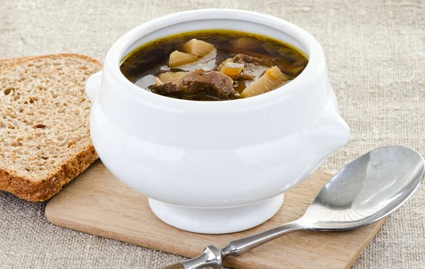 Bowl of tasty mushroom soup — Stock Photo, Image