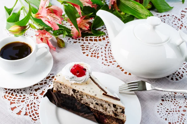 Kávé torta teáskanna — Stock Fotó