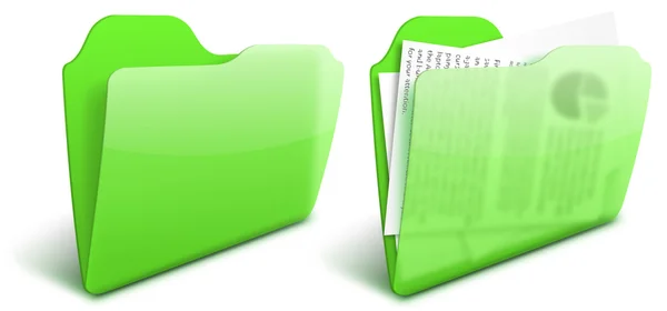 Borroso transparente carpeta verde icono de vector — Vector de stock