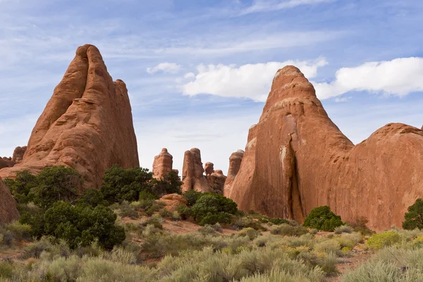 Natural rock sculptures in Arches National Park – Dinosaurs. — Stock Photo, Image