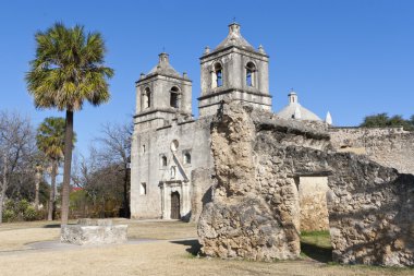 Historic Mission Concepcion in San Antonio, Texas clipart