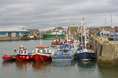 Colorful fishing boats clipart