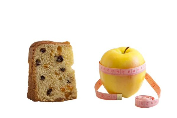 Panettone vs maçã fresca — Fotografia de Stock