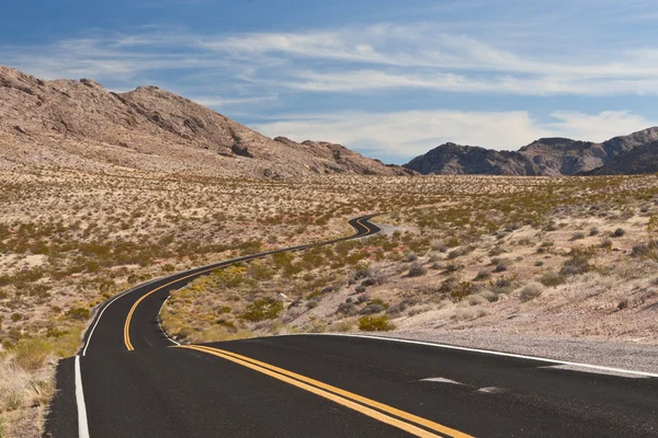 En vei i Nevada-ørkenen – stockfoto