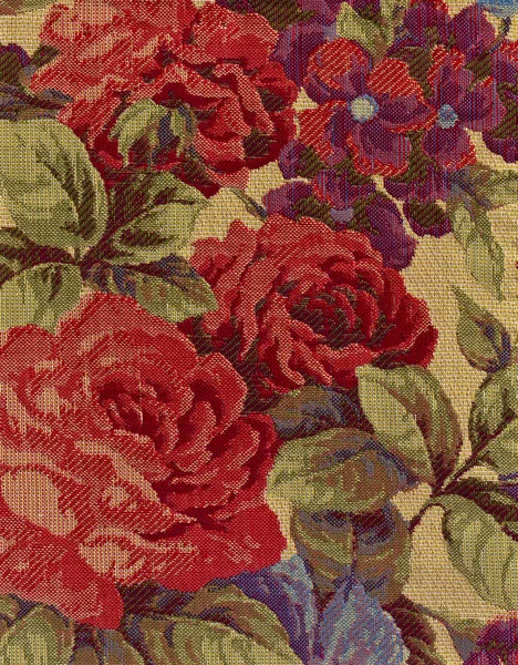 Close-up de padrão de tecido de tapeçaria com a imagem clássica do — Fotografia de Stock