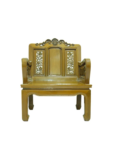 Cadeira de madeira antiga isolada no fundo branco — Fotografia de Stock