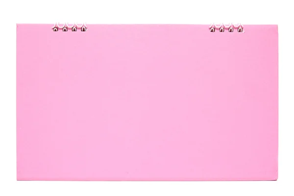 Ροζ κενό ημερολόγιο επιφάνειας εργασίας με απομονωθεί σε λευκό φόντο — Φωτογραφία Αρχείου