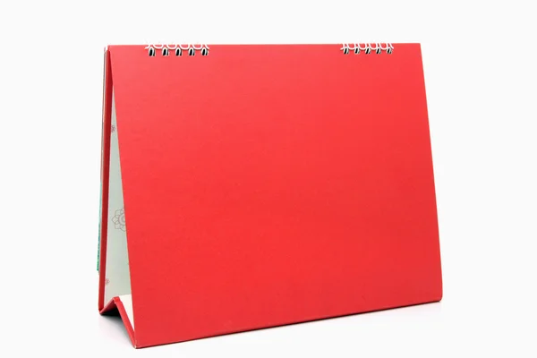 Calendário de desktop em branco vermelho com isolado no fundo branco — Fotografia de Stock