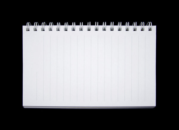 Notebook isolated on black background