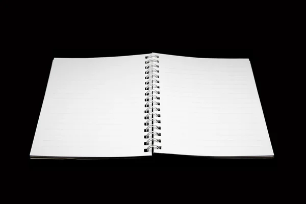Notebook isolerad på svart bakgrund — Stockfoto