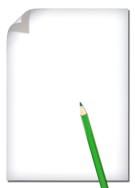 Papel blanco y lápiz de color aislado en blanco —  Fotos de Stock