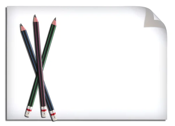 ホワイト ペーパーおよび鉛筆を白で隔離されます。 — ストック写真