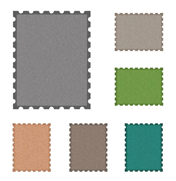 Zestaw pustych znaczków pocztowych na białym tle — Zdjęcie stockowe
