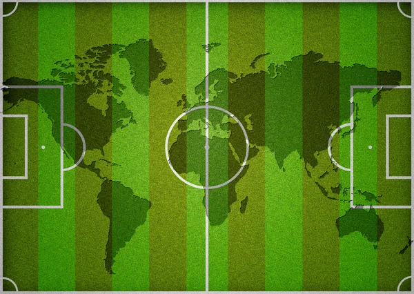 Παγκόσμιο χάρτη σε γήπεδο ποδοσφαίρου — Φωτογραφία Αρχείου