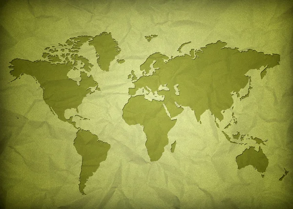 しわくちゃのビンテージ世界地図 — ストック写真