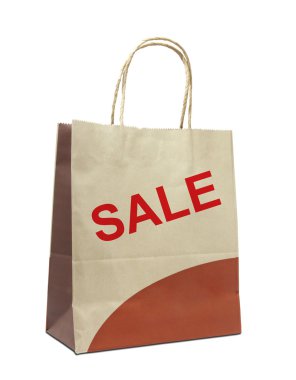 alışveriş torbaları üzerinde beyaz izole kelime satışı