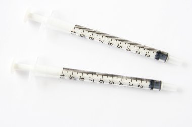 Medical syringe isolated on a white