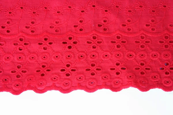 Background from red lace with pattern from flower — Stock Photo, Image