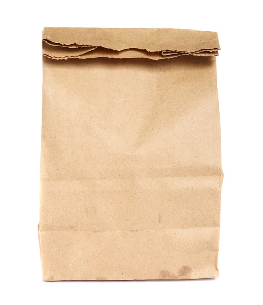 Bruine papieren zak geïsoleerd op wit — Stockfoto