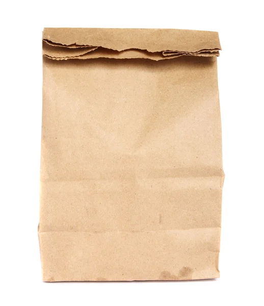 Brown paper bag isolated on white — Stock Photo, Image