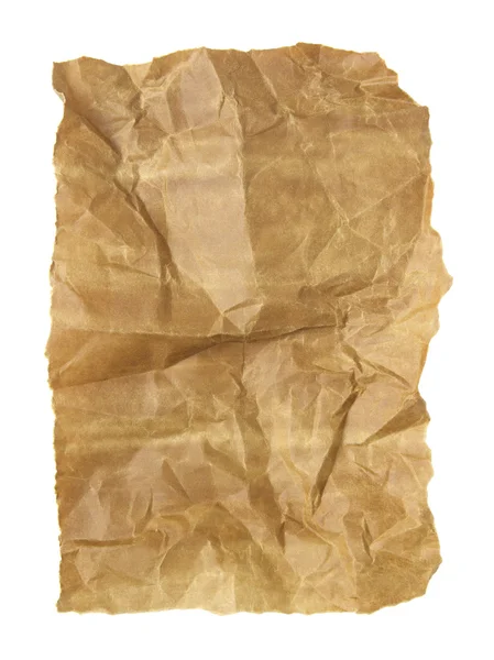 Stary zmięty papier na białym tle — Zdjęcie stockowe