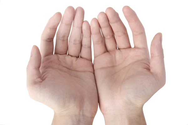 Две открытые руки, изолированные на белом — стоковое фото