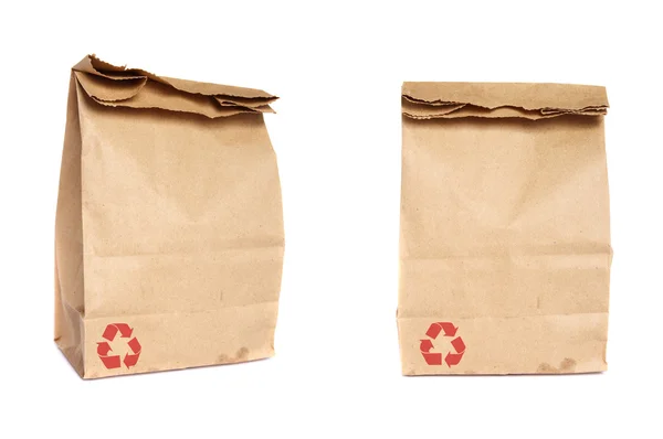 Brown recycled paper bag isolated — Stock Photo, Image