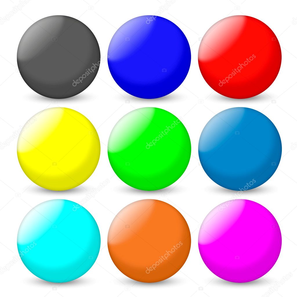 Set of glossy coloured ball