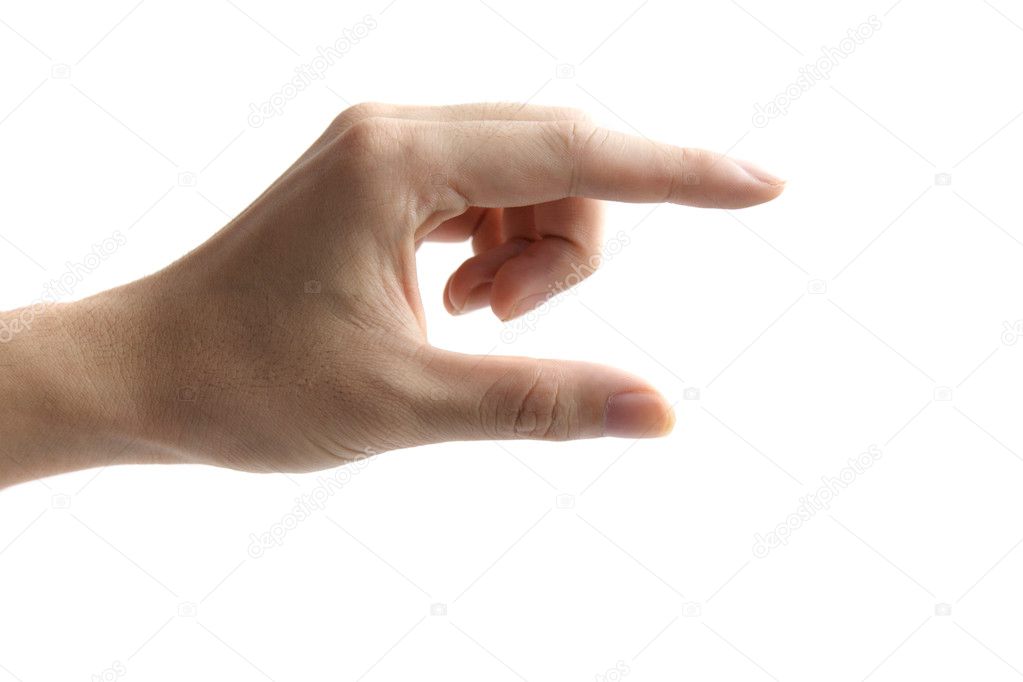 Hands as if holding something between thumb