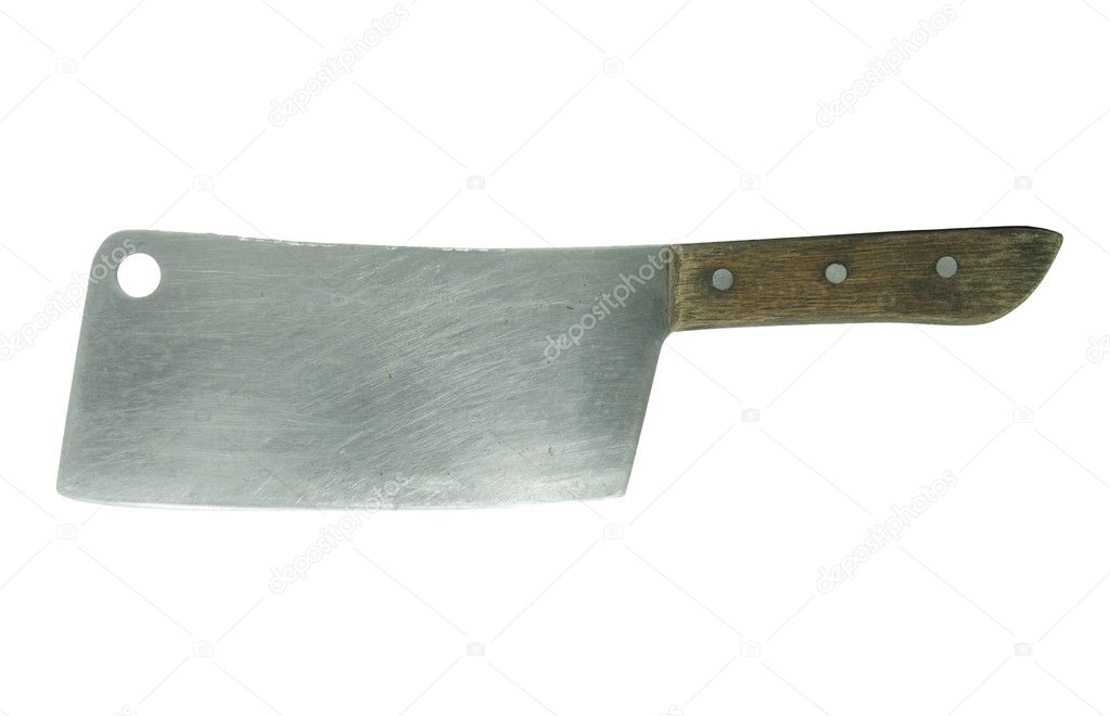 A large kitchen knife on a white background