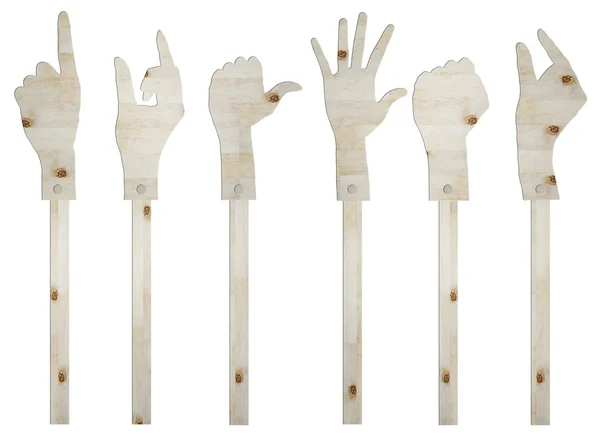 Conjunto de gesto mano signo de madera — Foto de Stock