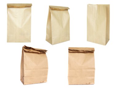 Brown paper bag set clipart