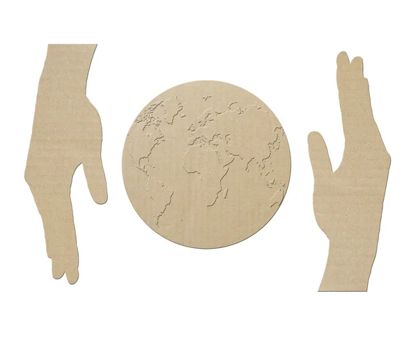 Rädda jorden, gjorda av papper symbol — Stockfoto