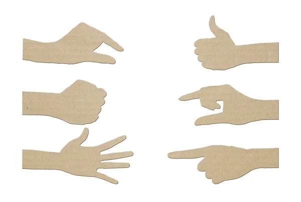 Zestaw gest ręką papier symbolu — Zdjęcie stockowe