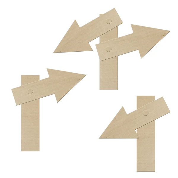 Set cardboard navigation arrows on a white background — Stock Photo, Image