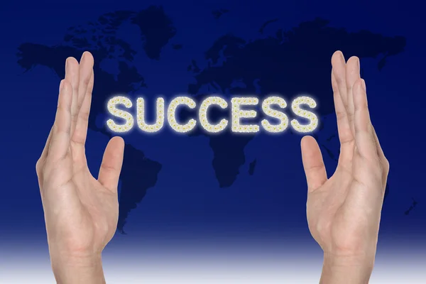 Framgång i handen, framgångsrika affärsidé — Stockfoto