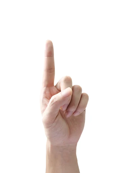 Рука людини вказує палець ізольовано — стокове фото