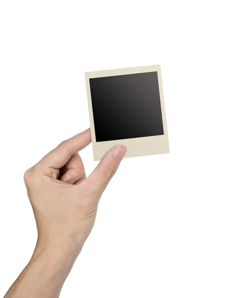 Quadro de fotos mão segurando isolado no branco — Fotografia de Stock