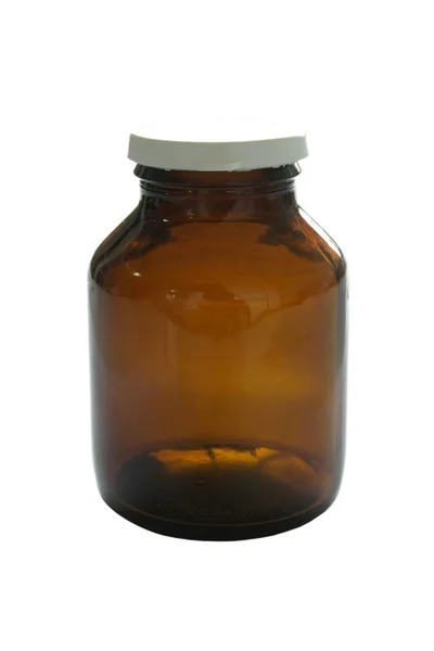 Prázdná láhev pro tablety izolovaných na bílém pozadí — Stock fotografie