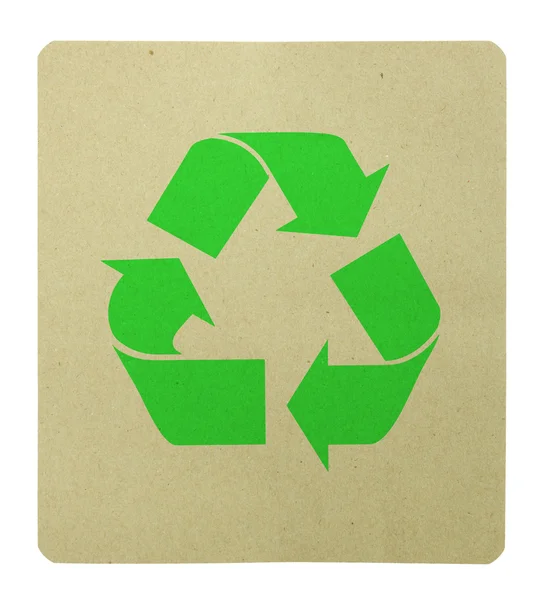 Återvinna symbol på en återvinna papper isolerade — Stockfoto