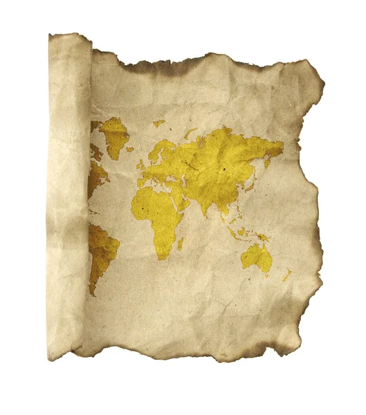 Ancient scroll map, isolated on a white background — Stock Photo, Image