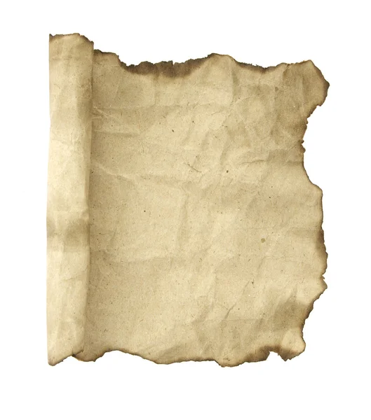 Velho pergaminho de papel. Isolado sobre fundo branco — Fotografia de Stock